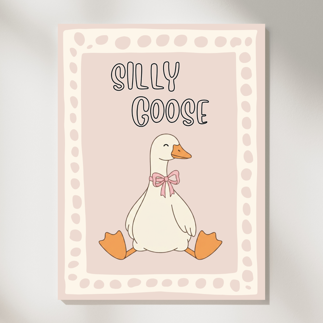 Silly Goose Bow Nursery Wall Art Cute Kids Room Decor. High Resolution Digital Download 300 DPI