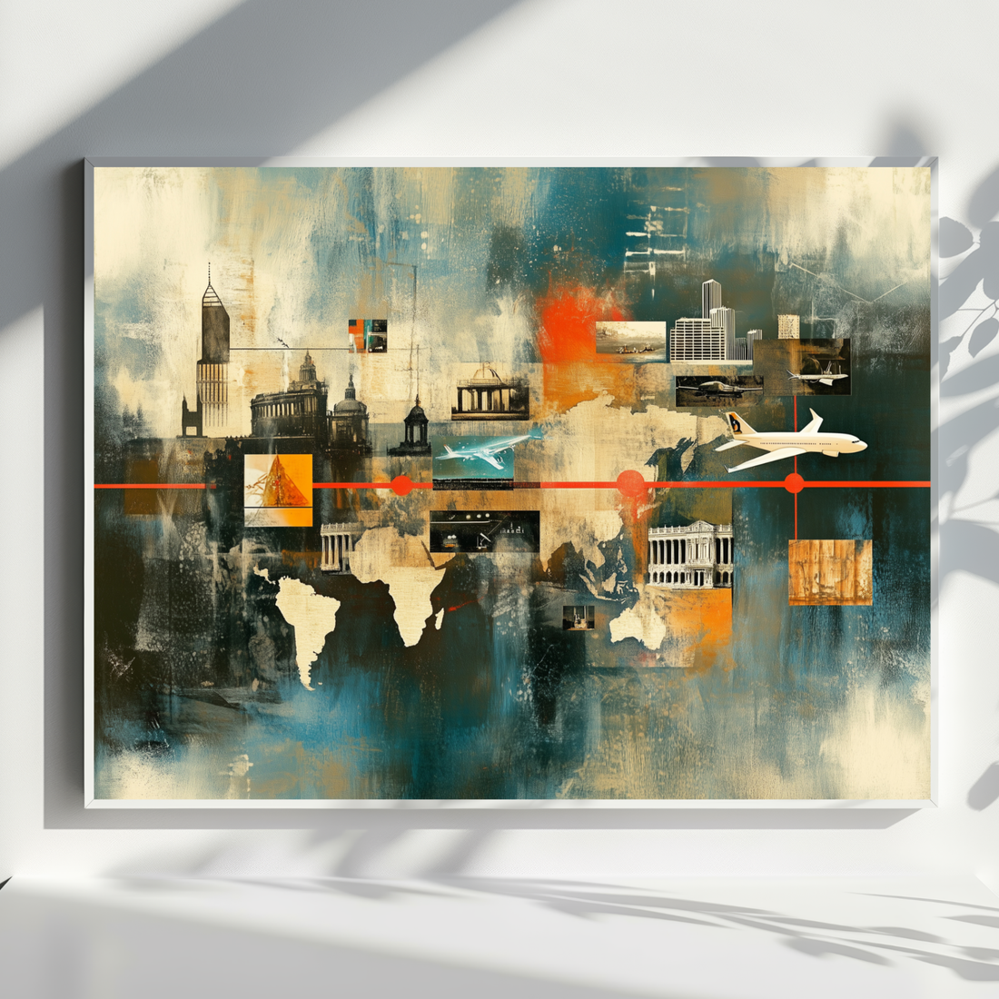 Vibrant World Monuments Map Art, Colorful Travel Inspired Wall Art. High Resolution Digital Download 300 DPI.