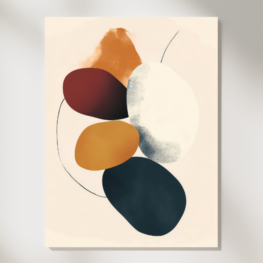 Organic Pebble Harmony, Abstract Forest Tones on Off - White Canvas. High Resolution Digital Download 300 DPI