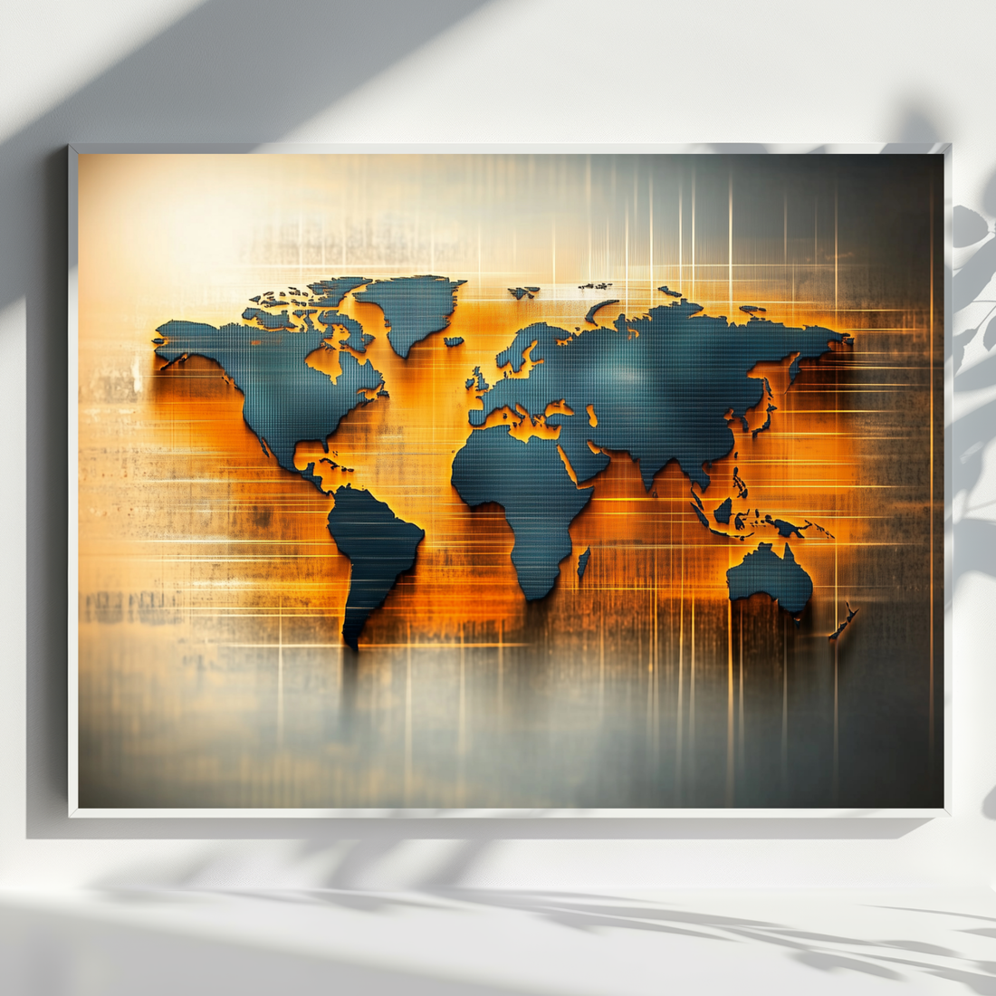 Minimalist Glowing World Map Art, Modern Digital Wall Art Decor. High Resolution Digital Download 300 DPI.