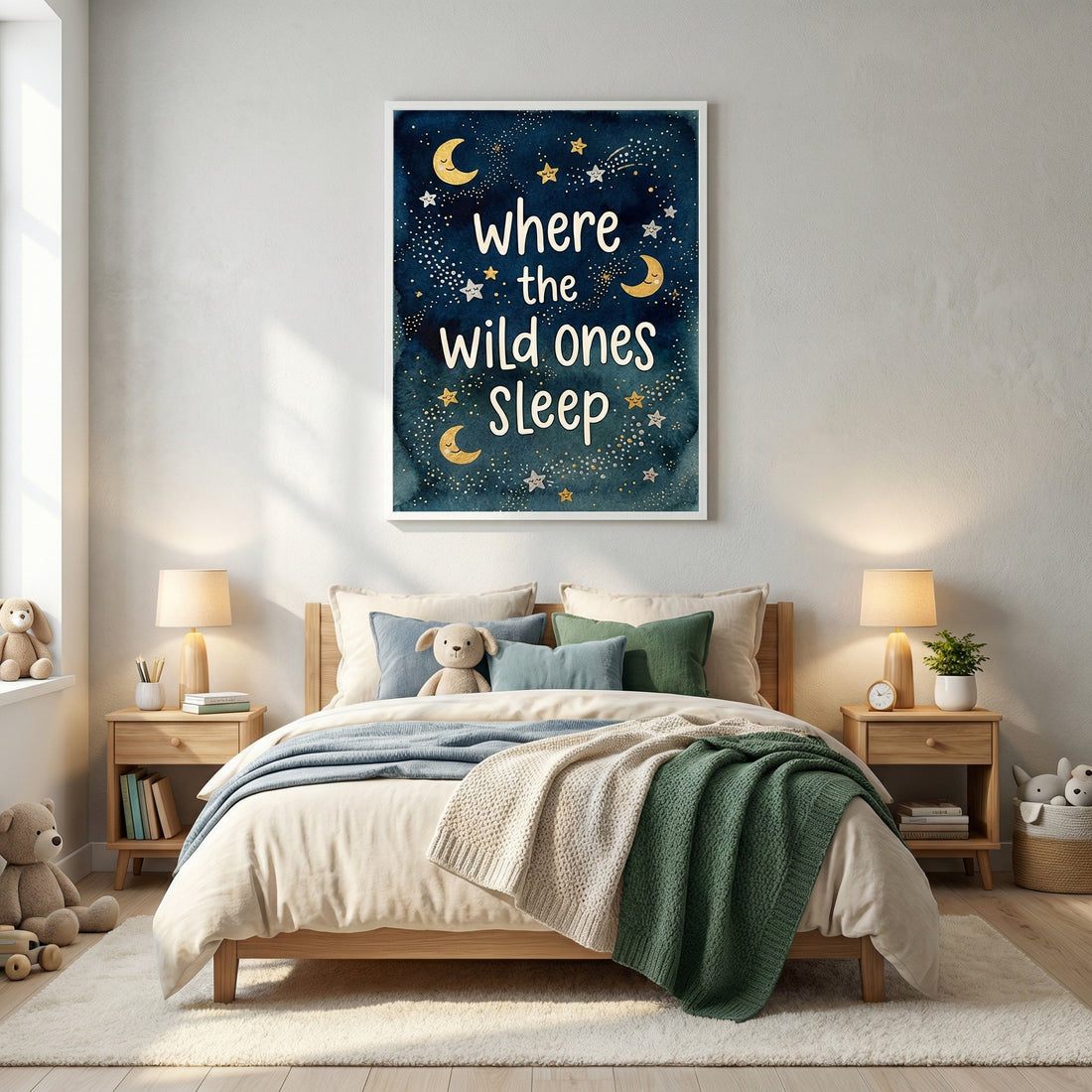 Where The Wild Ones Sleep Celestial Nursery Wall Art. High Resolution Digital Download 300 DPI.
