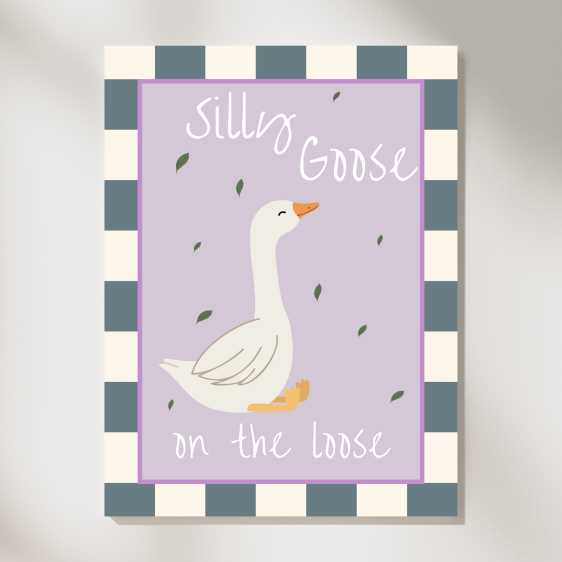Silly Goose On The Loose Cottage core Nursery Wall Art Print. High Resolution Digital Download 300 DPI