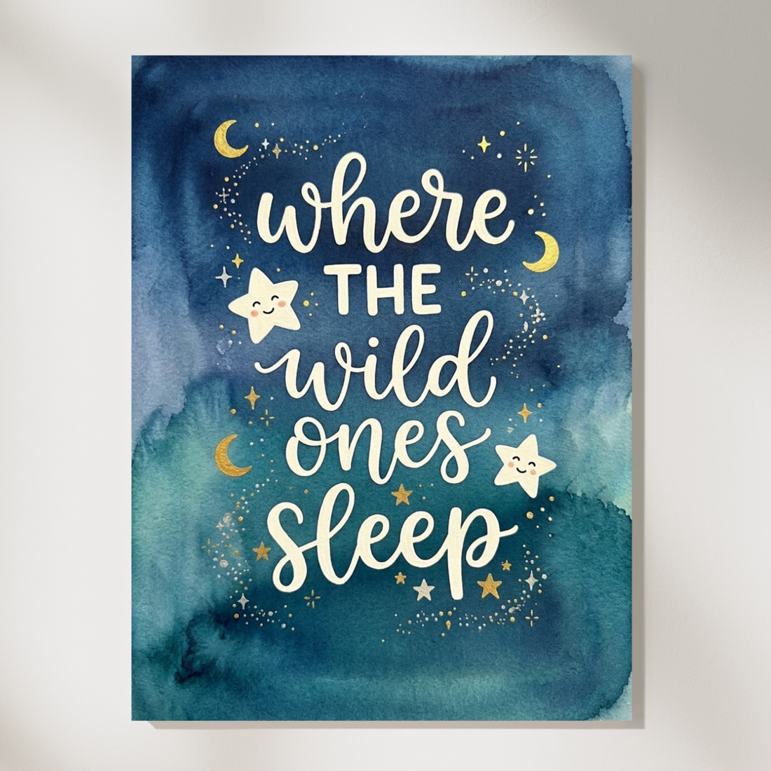 Where The Wild Ones Sleep Celestial Nursery Wall Art Print. High Resolution Digital Download 300 DPI.