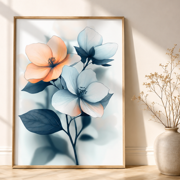 Elegant Botanical Boho, Minimalist Abstract Art with Clear Lines and Soft Colors. High Resolution Digital Download 300 DPI