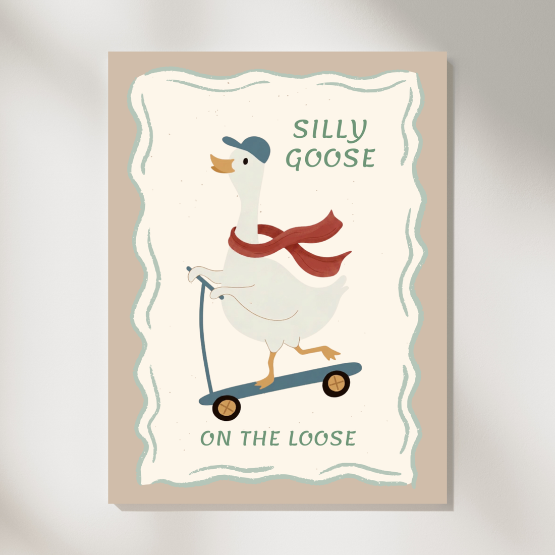 Silly Goose On The Loose Retro Nursery Wall Art Print. High Resolution Digital Download 300 DPI