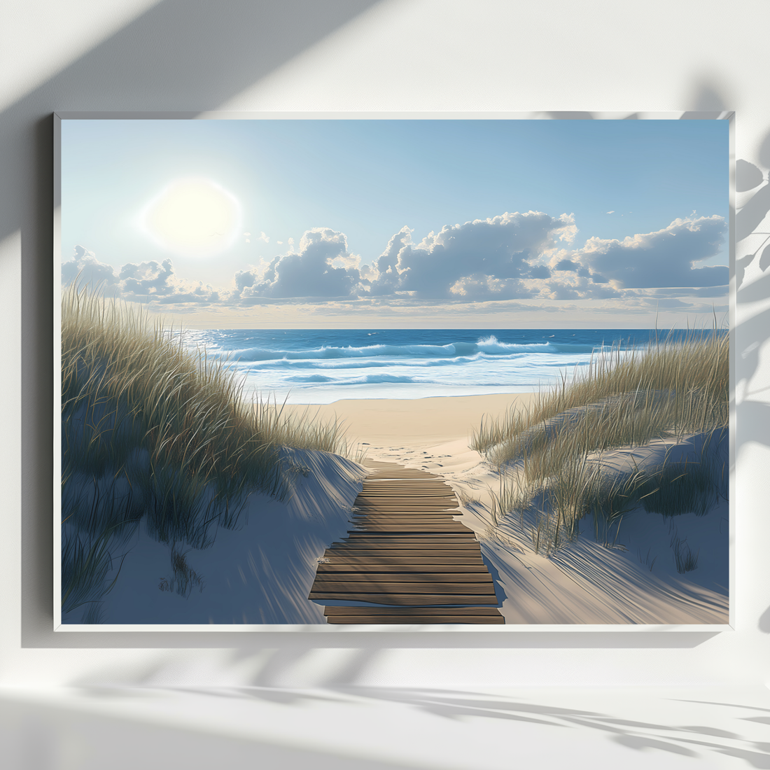 Coastal Serenity, Hyper Realistic Beach Path Ocean View Wall Art. High Resolution Digital Download 300 DPI.