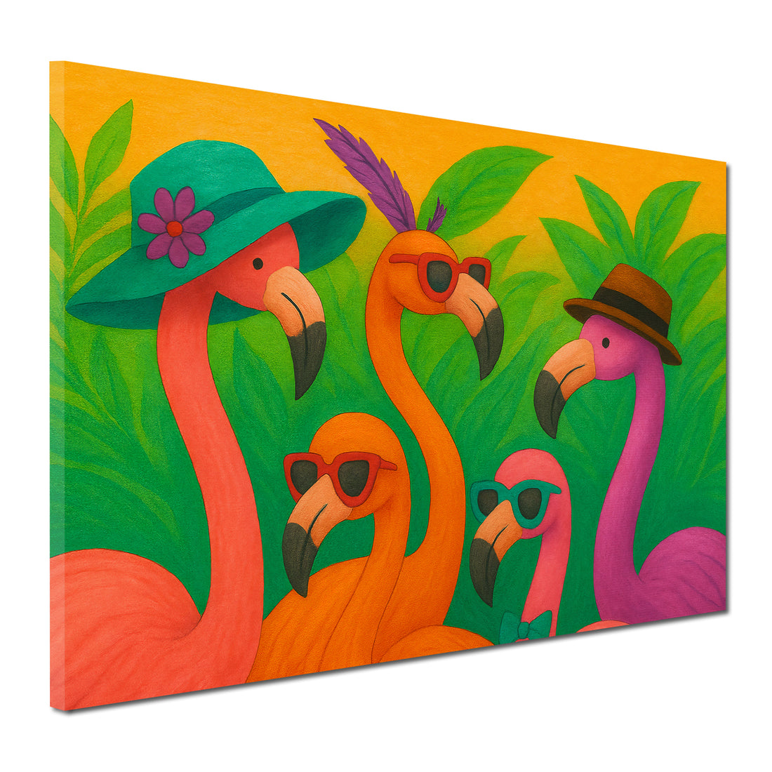 Playful Flamingo Illustration Art With Vibrant Colors and Tropical Character Design. High Resolution Digital Download 300 DPI.