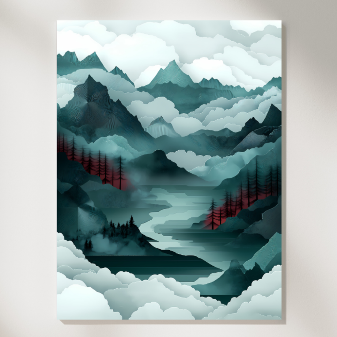 Serene Landscapes, Japanese-Inspired Mountain Lines and Surreal Misty Hills. High Resolution Digital Download 300 DPI