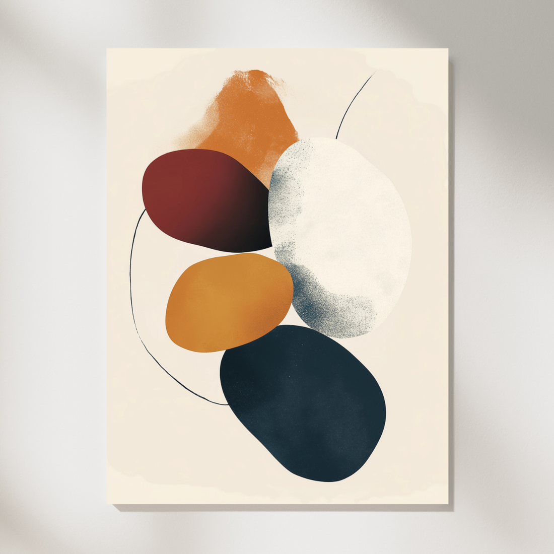 Organic Pebble Harmony, Abstract Forest Tones on Off - White Canvas. High Resolution Digital Download 300 DPI