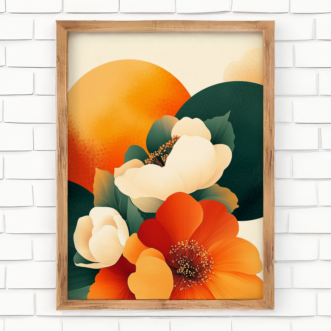 Vibrant Floral Abstraction, Modern Botanical Art for Contemporary Spaces. High Resolution Digital Download 300 DPI