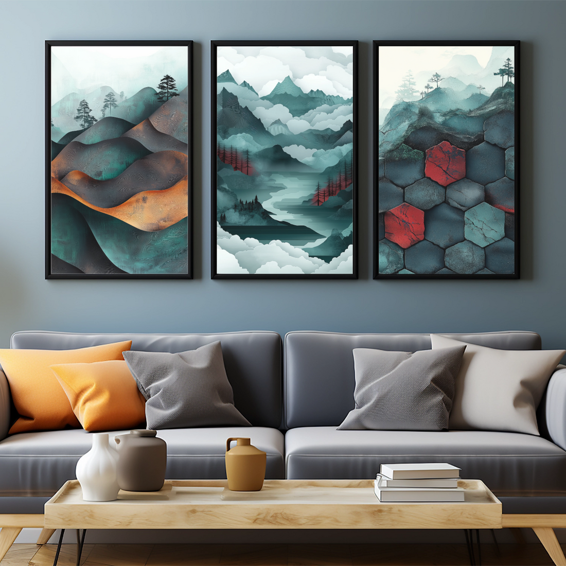 Serene Landscapes: Japanese-Inspired Mountain Lines and Surreal Misty Hills. High Resolution Digital Download 300 DPI