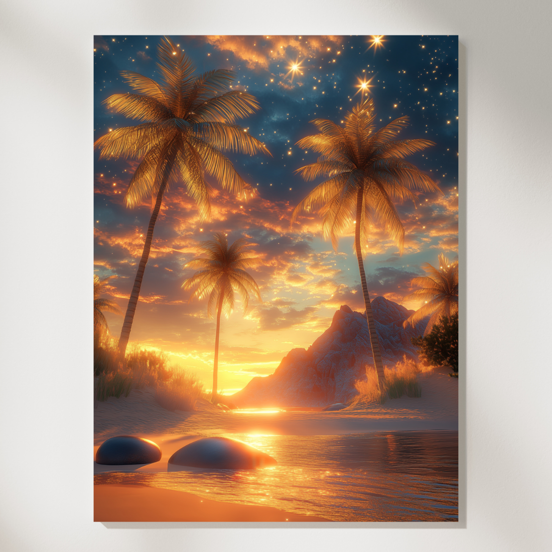 Desert Oasis Majesty, Epic Cinematic Palm Trees Landscape Wall Art Print . High Resolution Digital Download 300 DPI.