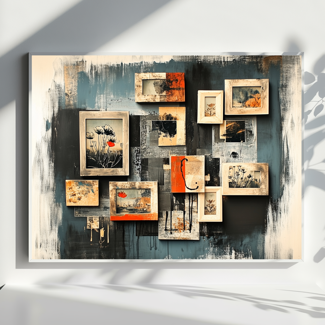 Monochrome Floral Art, Abstract Botanical Gallery Wall Art. High Resolution Digital Download 300 DPI.