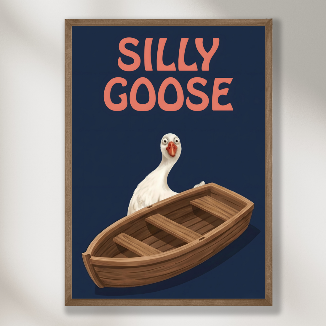 Silly Goose Boat Vintage Nursery Wall Art Whimsical Decor Print. High Resolution Digital Download 300 DPI.
