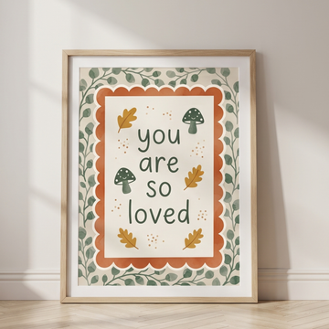 You Are So Loved Botanical Nursery Wall Art Kids Room. High Resolution Digital Download 300 DPI.