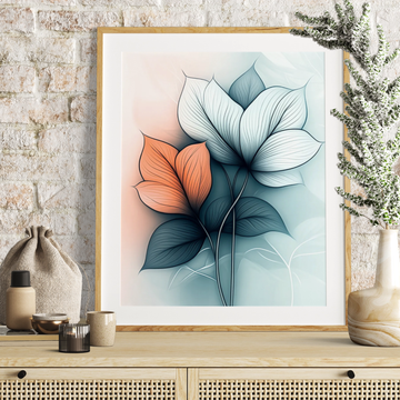 Serene Botanical Boho, Minimalist Abstract Art with Soft Hues and Clean Lines. High Resolution Digital Download 300 DPI