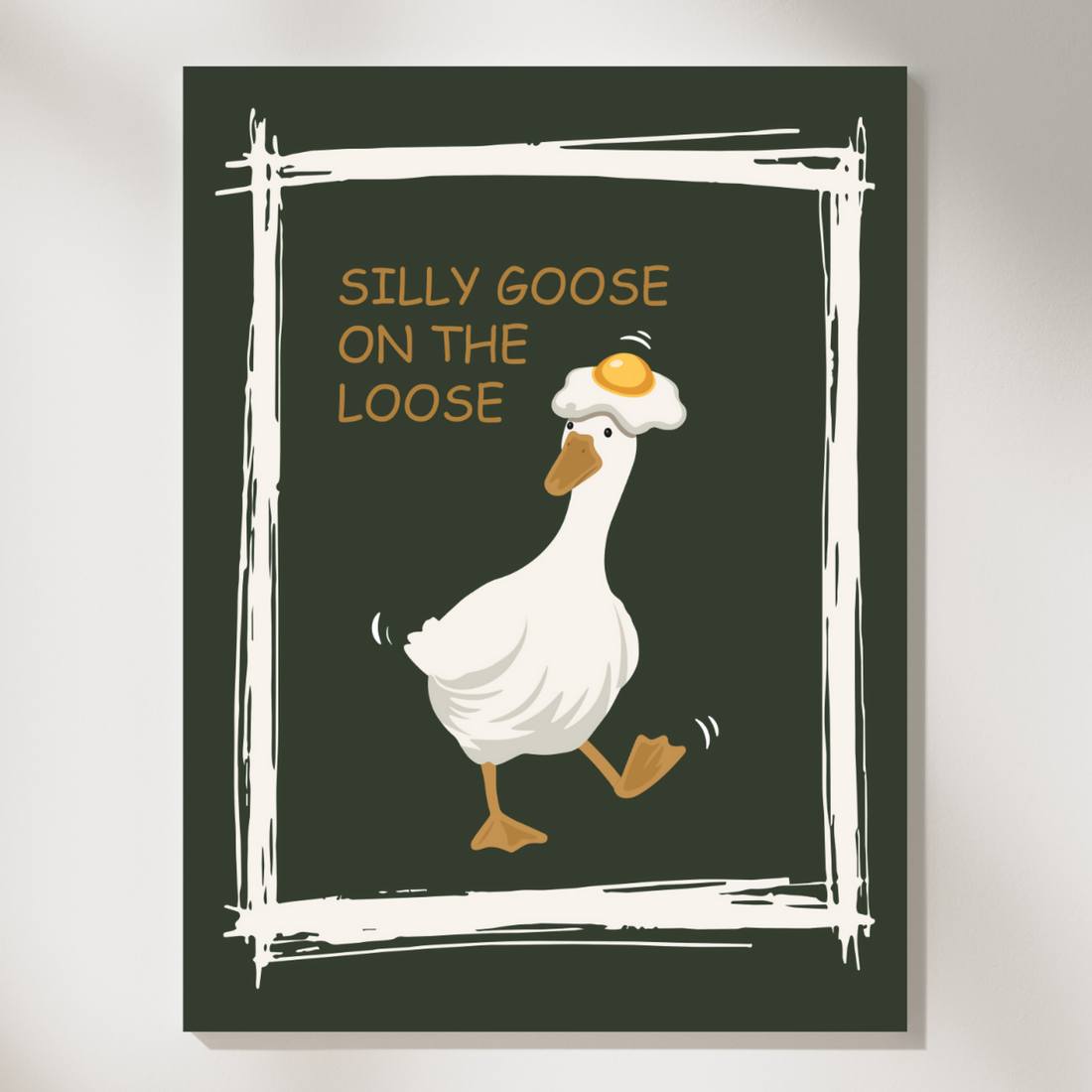 Silly Goose On The Loose Whimsical Modern Nursery Wall Art Print. High Resolution Digital Download 300 DPI.