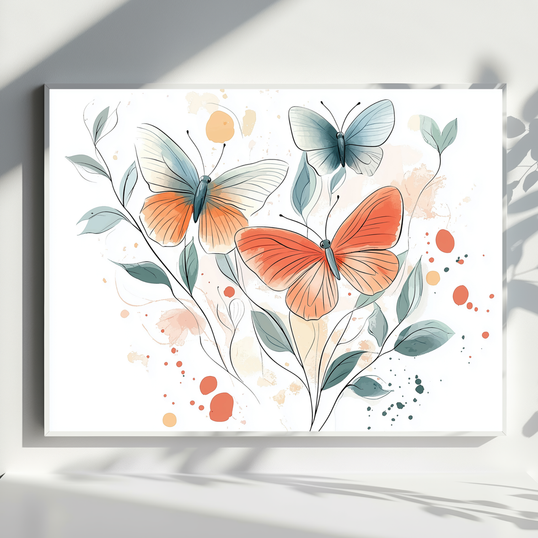 Watercolor Butterfly Symphony, Delicate Wings Dancing on Pristine Canvas. High Resolution Digital Download 300 DPI