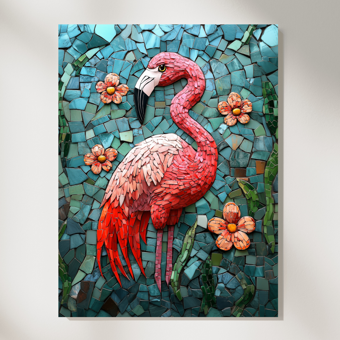 Vibrant Mosaic Flamingo, Stunning Artistic Interpretation of Greater Flamingo Beauty. High Resolution Digital Download 300 DPI
