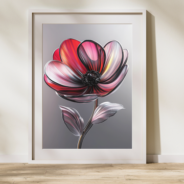 Ethereal Anemone Bloom, Delicate 3D Glass Art on Soft Gray Canvas. High Resolution Digital Download 300 DPI