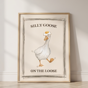 Silly Goose On The Loose Vintage Nursery Wall Art Print. High Resolution Digital Download 300 DPI.