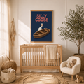 Silly goose boat print above a crib
