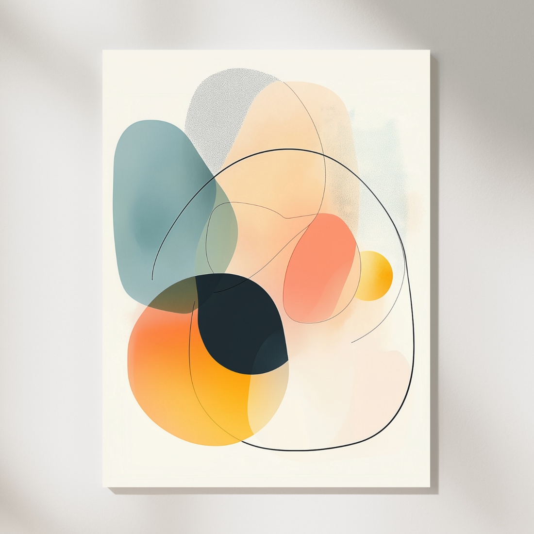 Fluid Minimalism: Abstract Shapes Dancing in Soft Pastel Harmony. High Resolution Digital Download 300 DPI