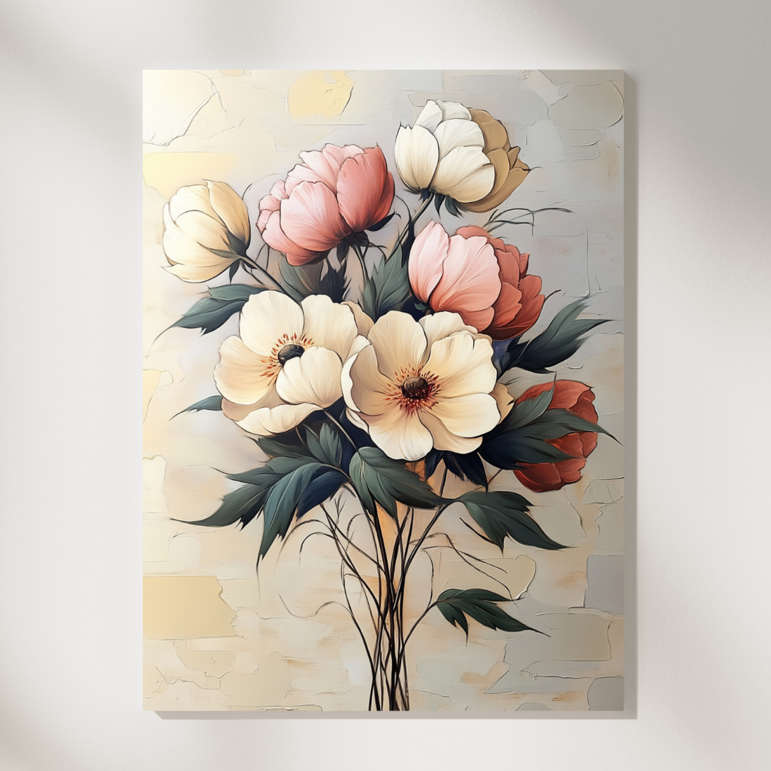 Timeless Botanical Elegance, Vintage Floral Painting for Sophisticated Interiors. High Resolution Digital Download 300 DPI
