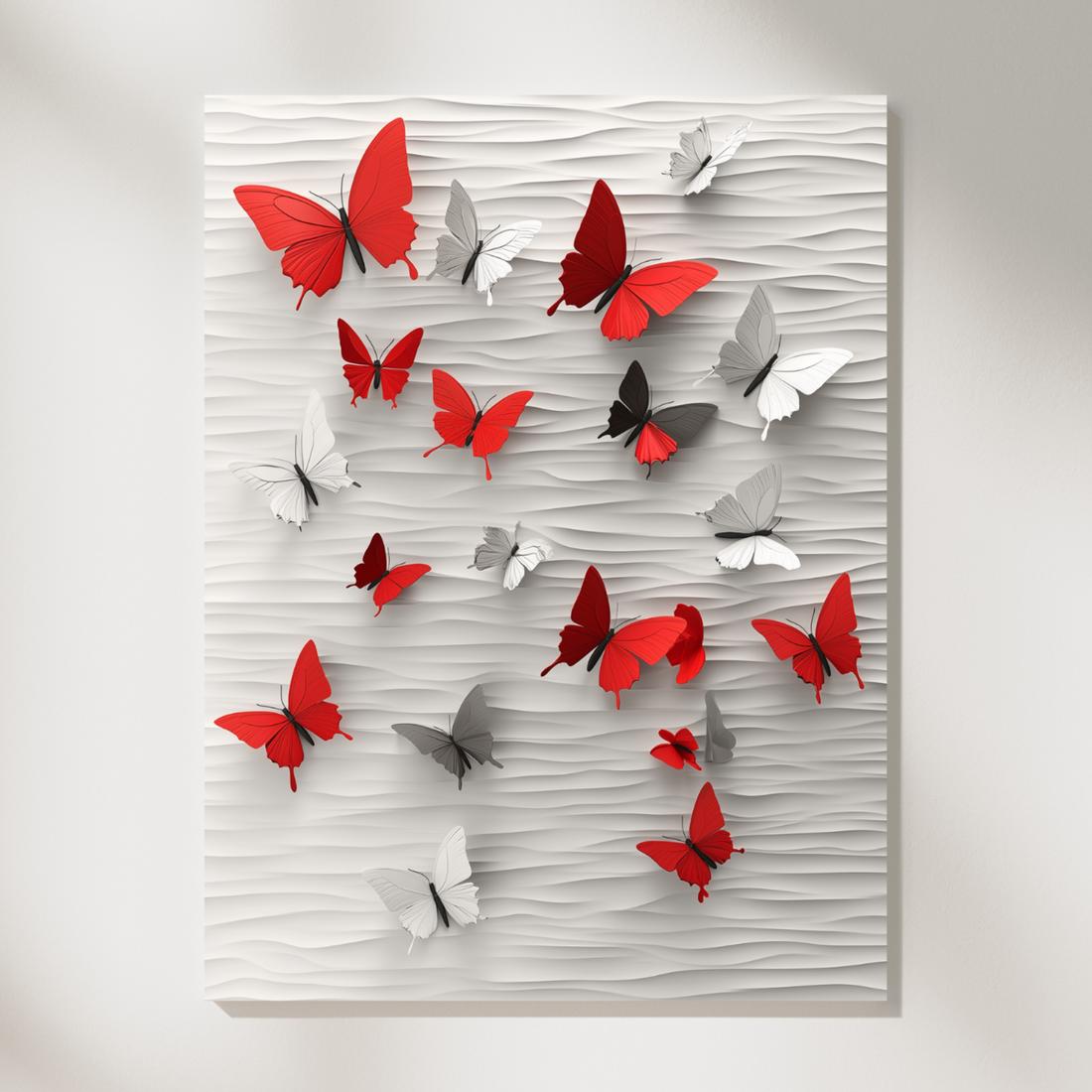 Elegant Butterfly Duo, Red and White Wings on Rustic Wooden Background. High Resolution Digital Download 300 DPI