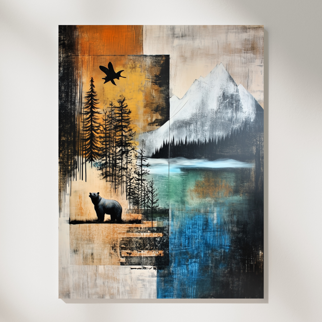 Urban Wilderness, Street Art Mountain Forest Bear Wall Art Decor. High Resolution Digital Download 300 DPI.