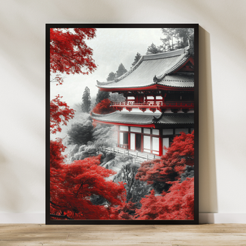 Serene Maple Sanctuary, Japanese Landscape Art Print. High Resolution Digital Download 300 DPI.