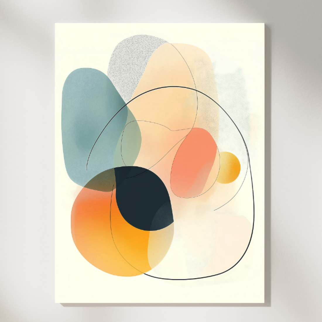 Fluid Minimalism: Abstract Shapes Dancing in Soft Pastel Harmony. High Resolution Digital Download 300 DPI