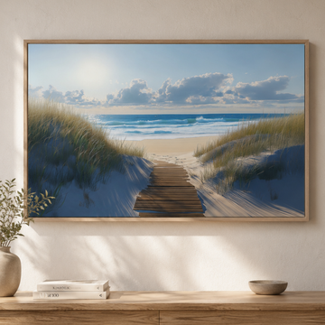 Coastal Serenity, Hyper Realistic Beach Path Ocean View Wall Art. High Resolution Digital Download 300 DPI.