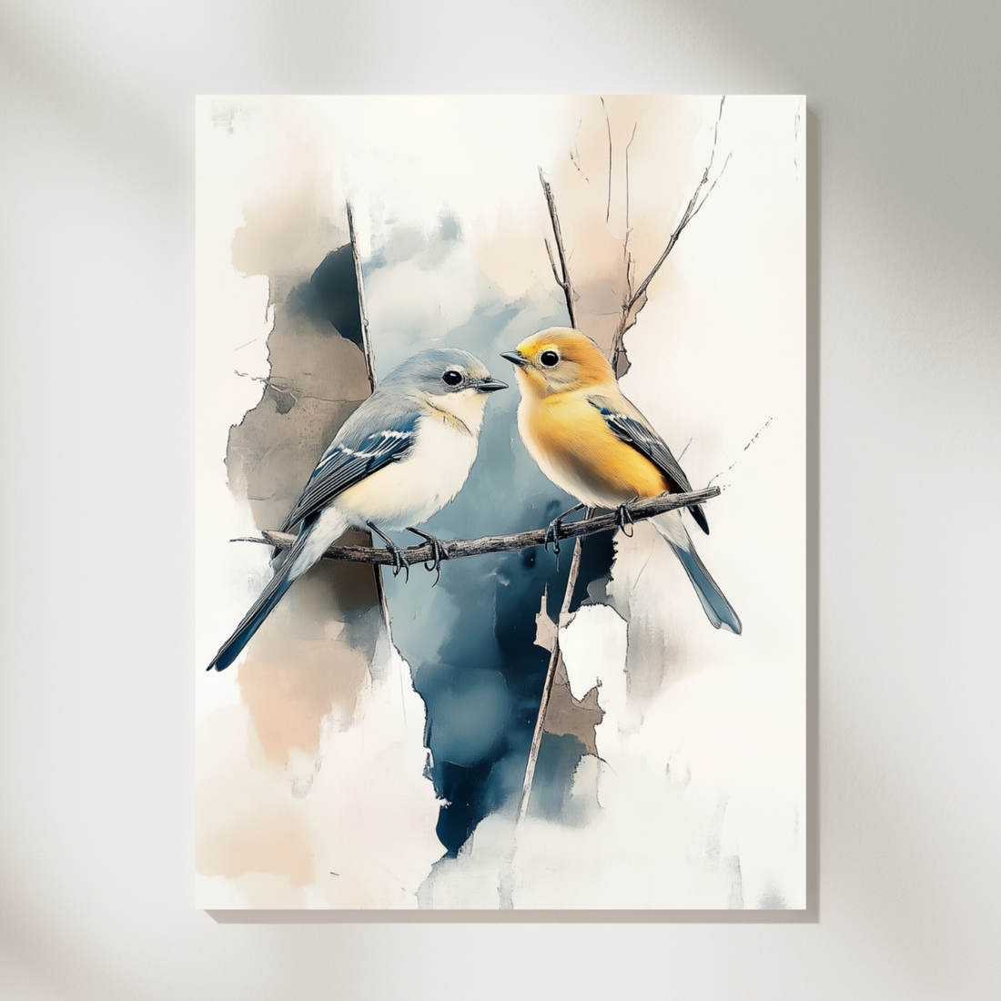 Vibrant Avian Harmony, Colorful Birds Dancing on Watercolor Art. High Resolution Digital Download 300 DPI