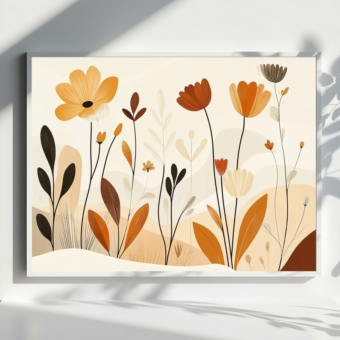 Wild Floral Minimalism, Contemporary Art with Clean Lines and Natural Elements. High Resolution Digital Download 300 DPI