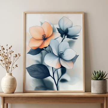 Elegant Botanical Boho, Minimalist Abstract Art with Clear Lines and Soft Colors. High Resolution Digital Download 300 DPI