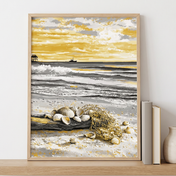 Rustic Driftwood Coastal Art Painting Wall Decor for Beach Homes. High Resolution Digital Download 300 DPI.