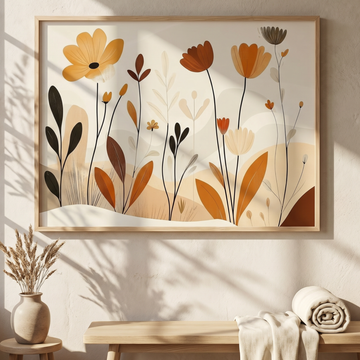 Wild Floral Minimalism, Contemporary Art with Clean Lines and Natural Elements. High Resolution Digital Download 300 DPI