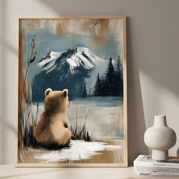 Majestic Lake Tahoe, Curious Bear Cub Mountain Wilderness Wall Art Print. High Resolution Digital Download 300 DPI.