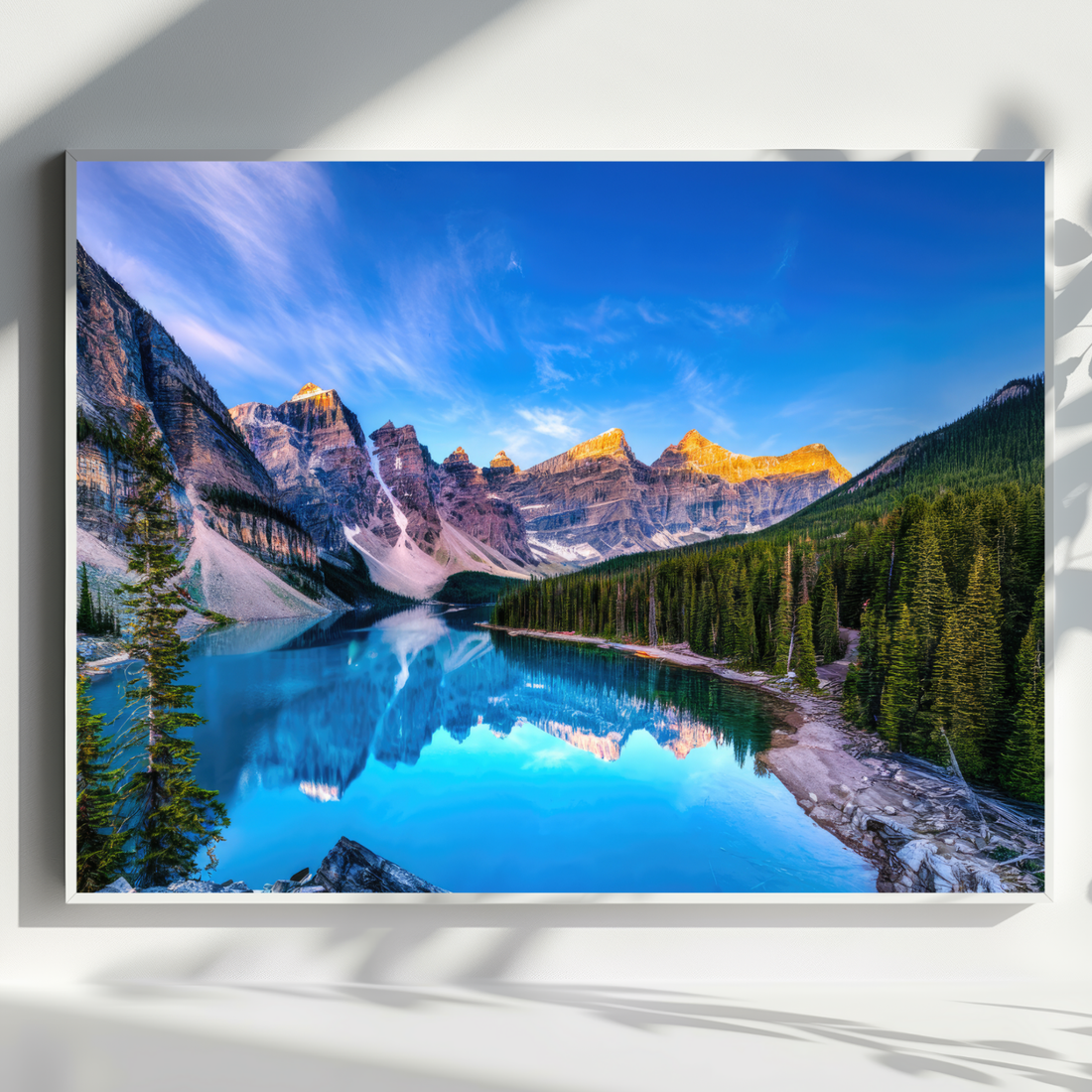 Golden Sunrise Canvas Art Alpine Lake Tranquil Wilderness Wall Decor. High Resolution Digital Download 300 DPI.