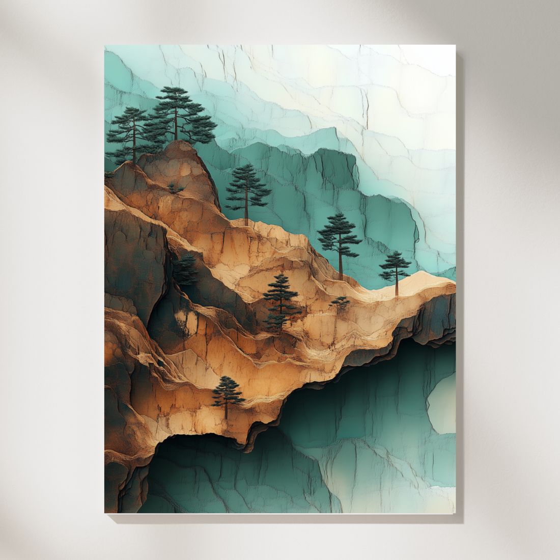 Misty Mountain Majesty, 3D Textured Landscape with Warm Earthy Hues. High Resolution Digital Download 300 DPI
