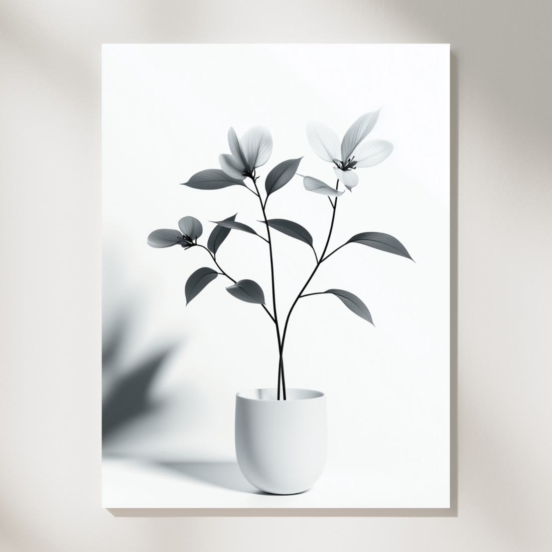 Timeless Elegance: Black and White Plant Art with Soft Focus Background. High Resolution Digital Download 300 DPI