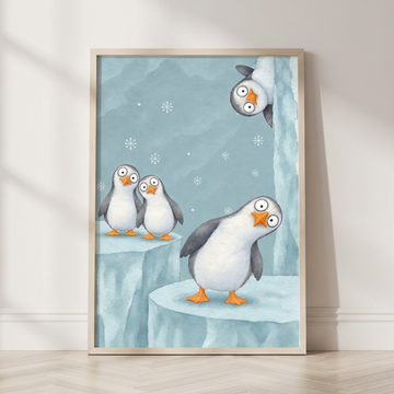 Funny Penguin Winter Nursery Wall Art Kids Room Decor Print. High Resolution Digital Download 300 DPI.