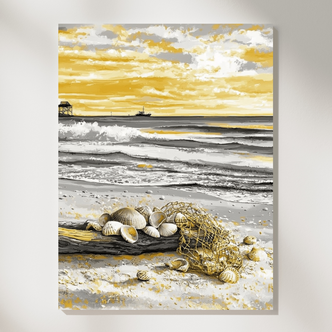 Rustic Driftwood Coastal Art Painting Wall Decor for Beach Homes. High Resolution Digital Download 300 DPI.