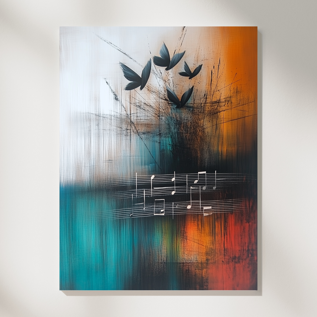 Whimsical Musical Notes Canvas Print, Playful Sheet Music Wall Art. High Resolution Digital Download 300 DPI.
