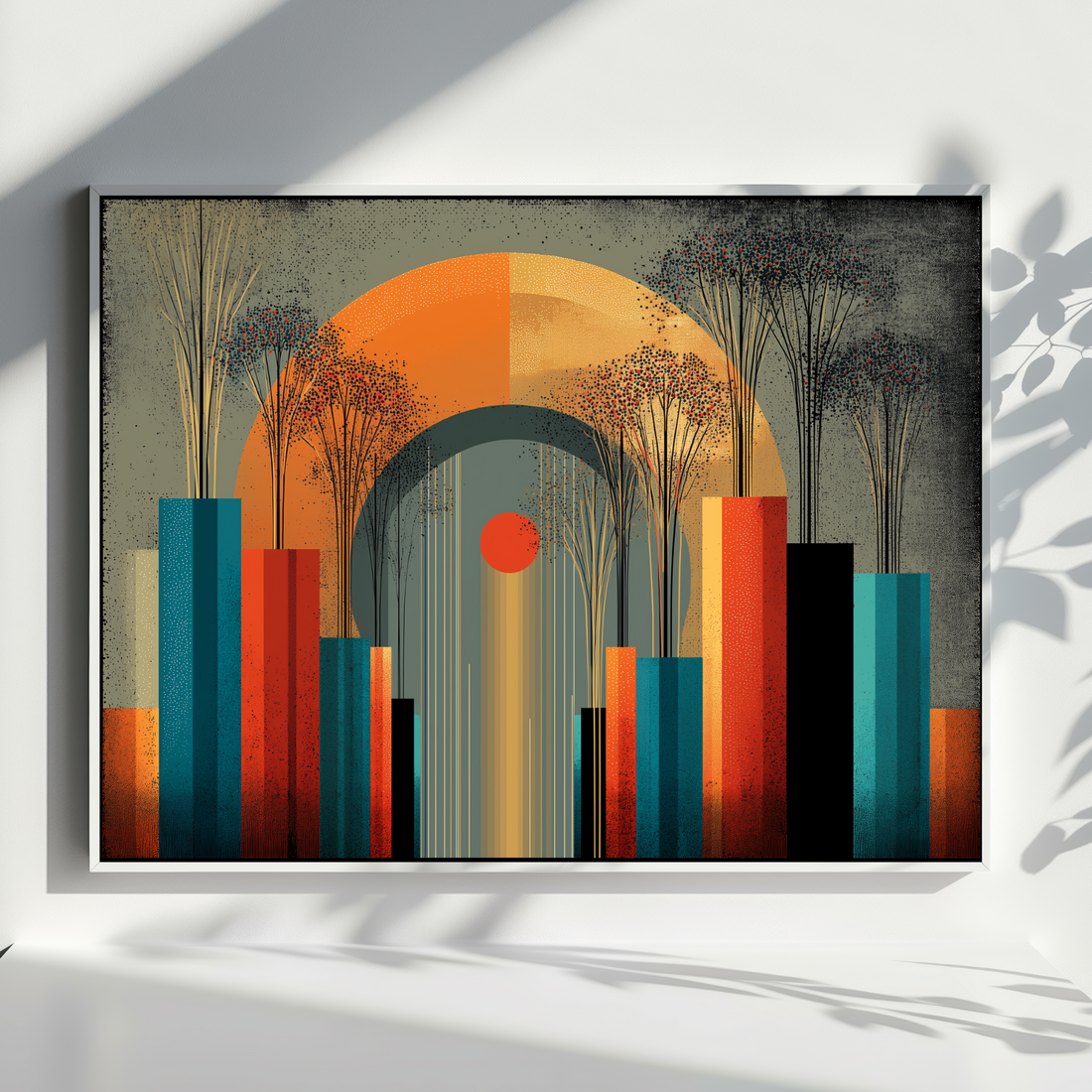 Abstract Sunset Landscape Wall Art with Trees, Arch and Gradient. High Resolution Digital Download 300 DPI.