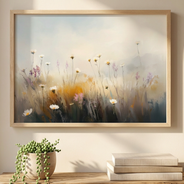 Ethereal Wildflower Meadow, Soft Hues Dancing in Dreamy Landscape. High Resolution Digital Download 300 DPI