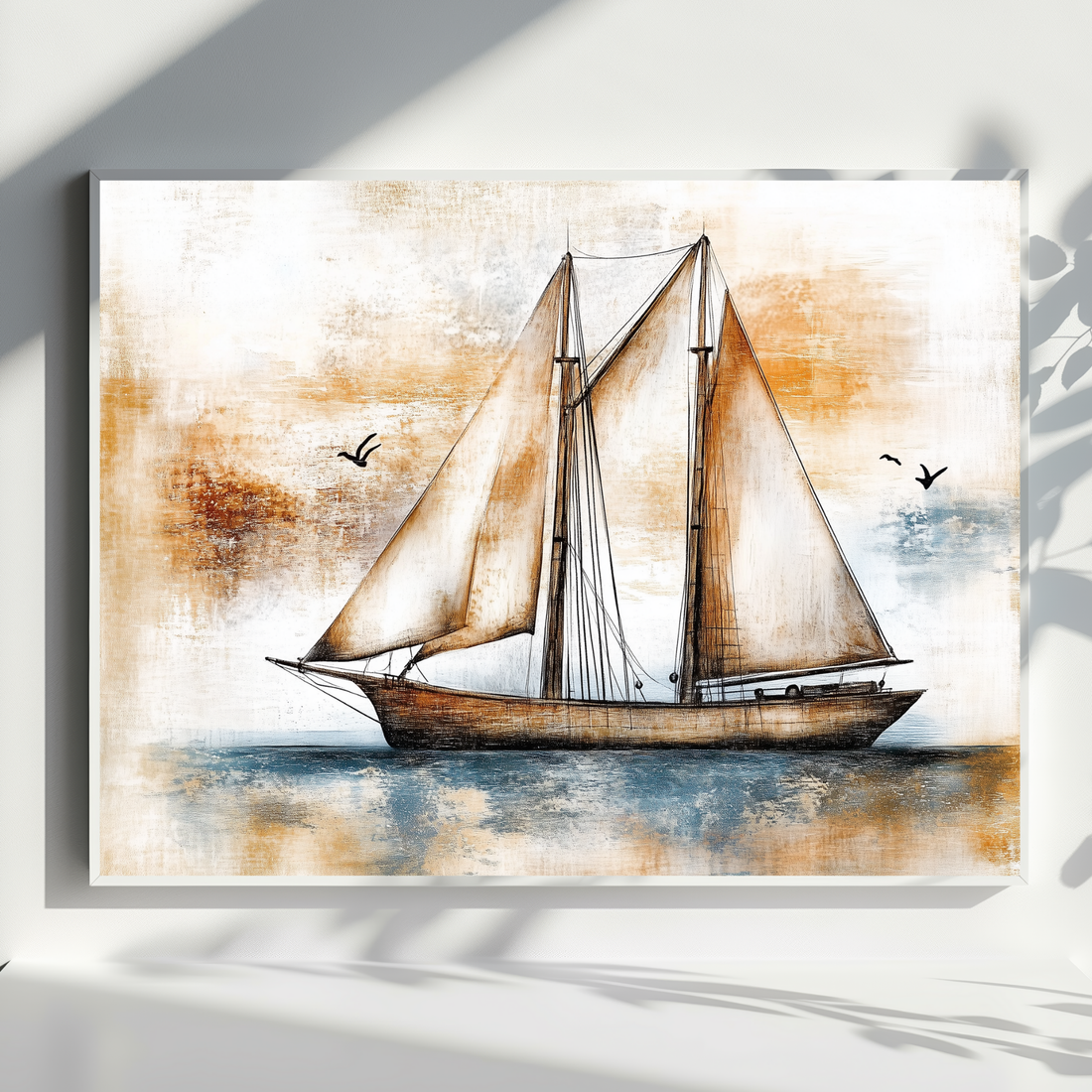 Vintage Wooden Sailing Ship Wall Art Nautical Rustic Ocean Decor. High Resolution Digital Download 300 DPI.