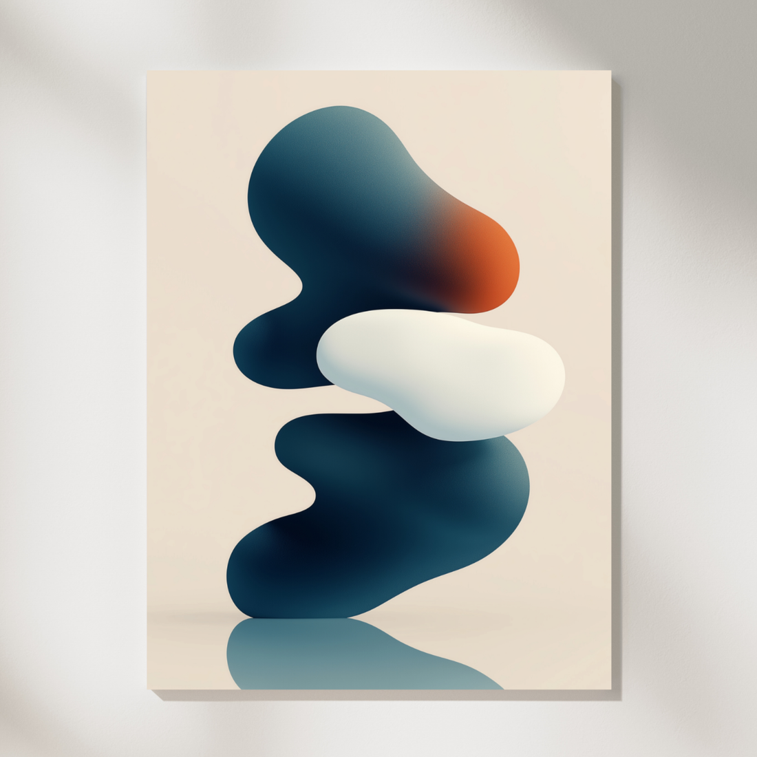 Fluid Harmony, Abstract Organic Forms in Vibrant Blue and Orange Tones. High Resolution Digital Download 300 DPI