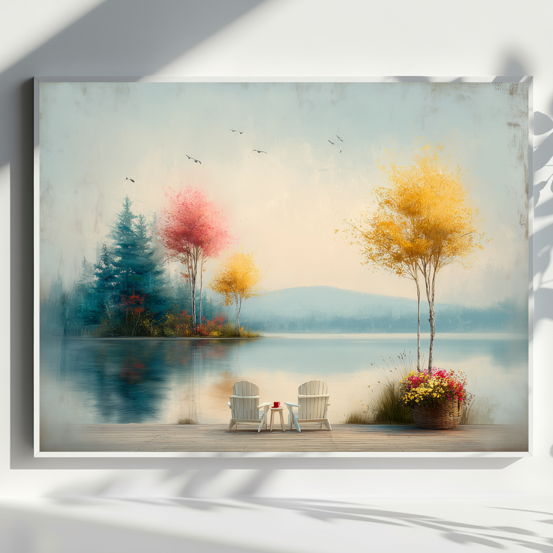Relaxing Countryside Wall Art Dockside Chairs Peaceful Horizon View. High Resolution Digital Download 300 DPI.